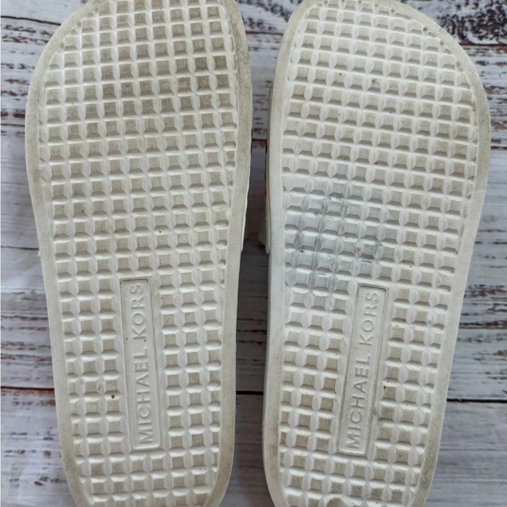 MICHAEL KORS Womens White Gilmore Toe Platform Slip On Leather Slide Sandals 8 M - Picture 4 of 6